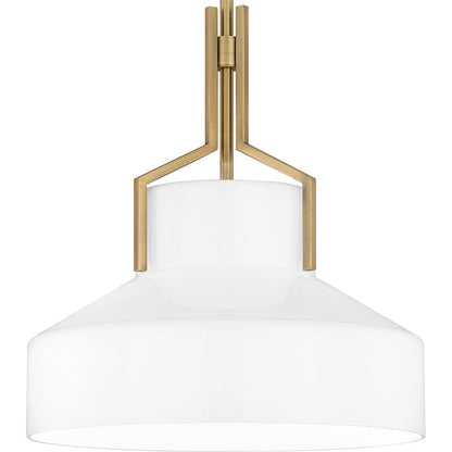 Brecken 2 Light Pendant, Aged Brass/Opal Glass