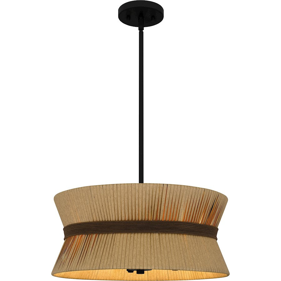 Quoizel 4 Light Pendant, Western Bronze/Faux Abaca - QP6212WT