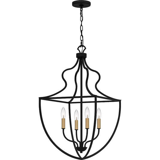 Quoizel 4 Light 30" Pendant, Matte Black - QP6215MBK