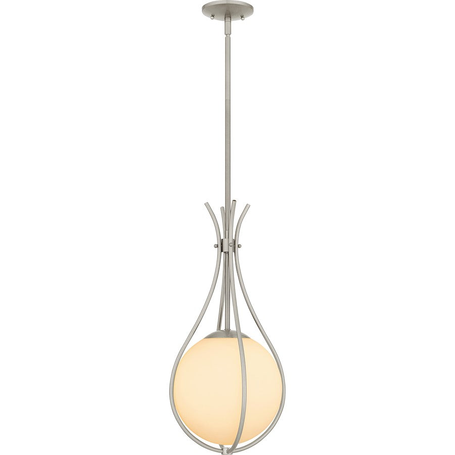 Quoizel 1 Light Mini Pendant, Brushed Nickel/Opal Etched - QP6216BN