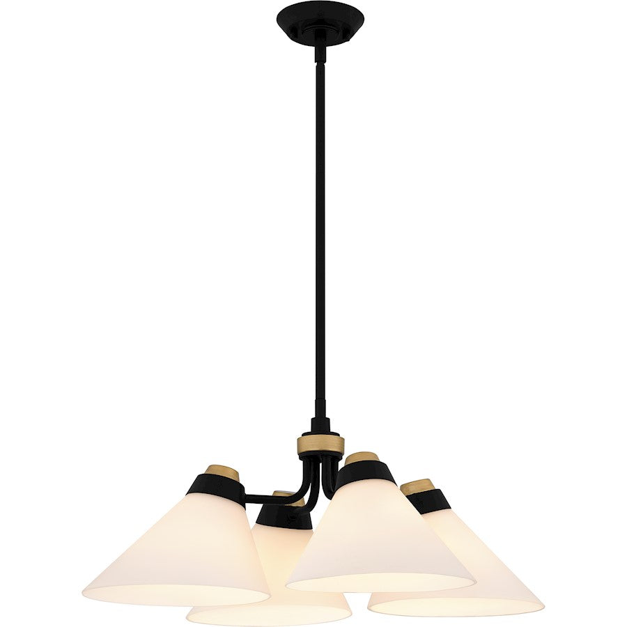 Quoizel 4 Light Pendant, Matte Black/Opal Etched - QP6218MBK