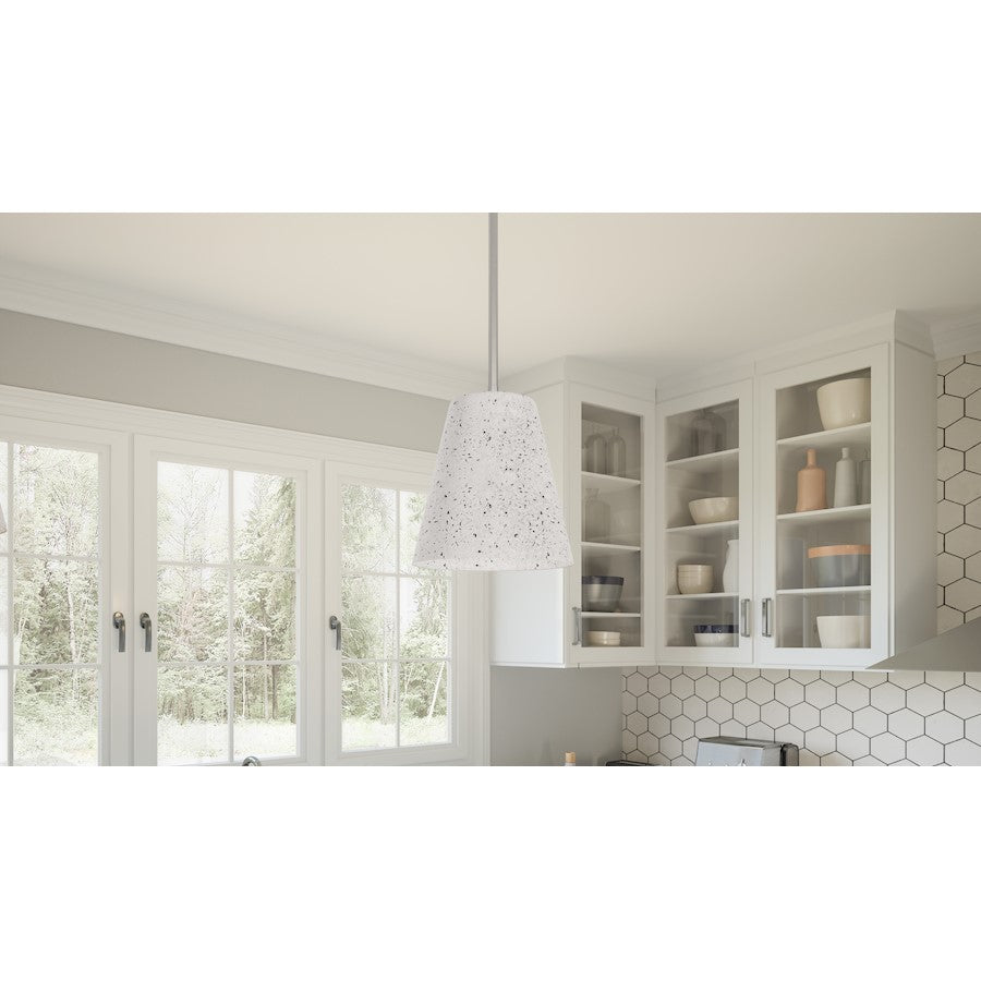 Hazel 1 Light Mini Pendant, Brushed Nickel/Terrazo Shade