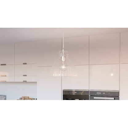 Vienna 1 Light Mini Pendant, Polished Chrome/Reeded Shade