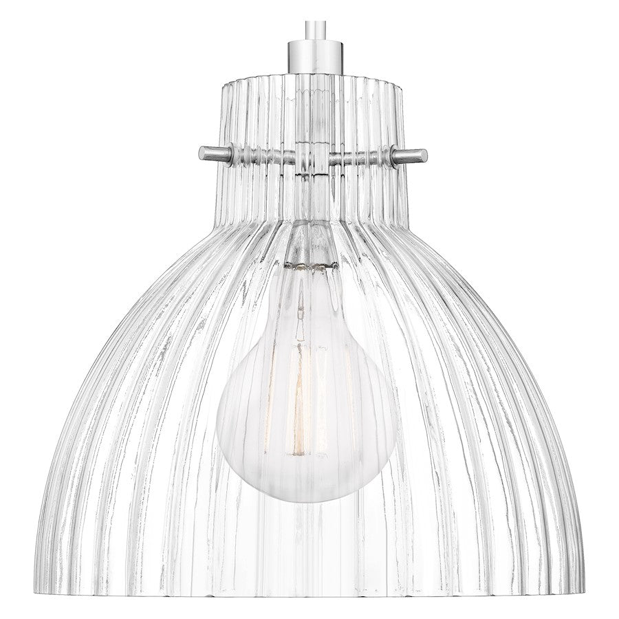 Vienna 1 Light Mini Pendant, Polished Chrome/Reeded Shade