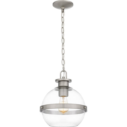 Cirillo 1 Light Mini Pendant, Brushed Nickel/Clear