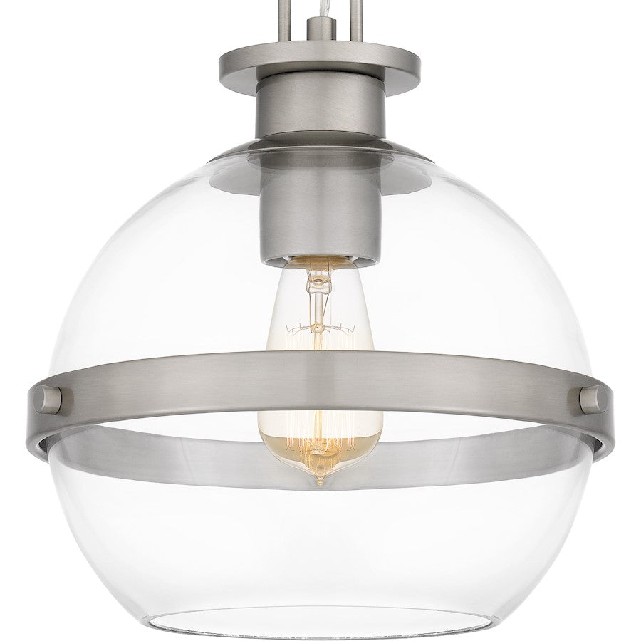 Cirillo 1 Light Mini Pendant, Brushed Nickel/Clear