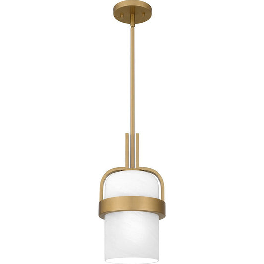 Duval 1 Light Mini Pendant, Aged Brass/Alabaster Glass