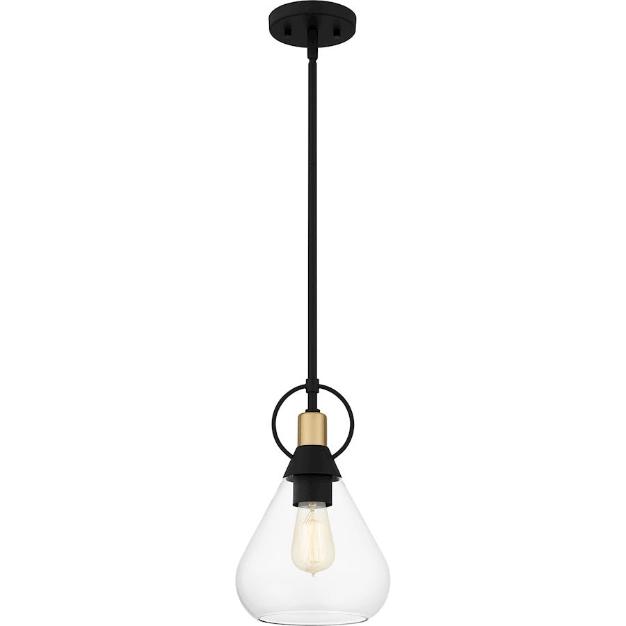 Quoizel Singh 1 Light Mini Pendant, Matte Black/Clear Glass - QPP6187MBK