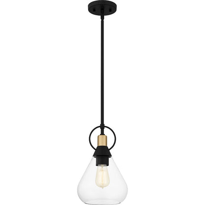 Quoizel Singh 1 Light Mini Pendant, Matte Black/Clear Glass - QPP6187MBK