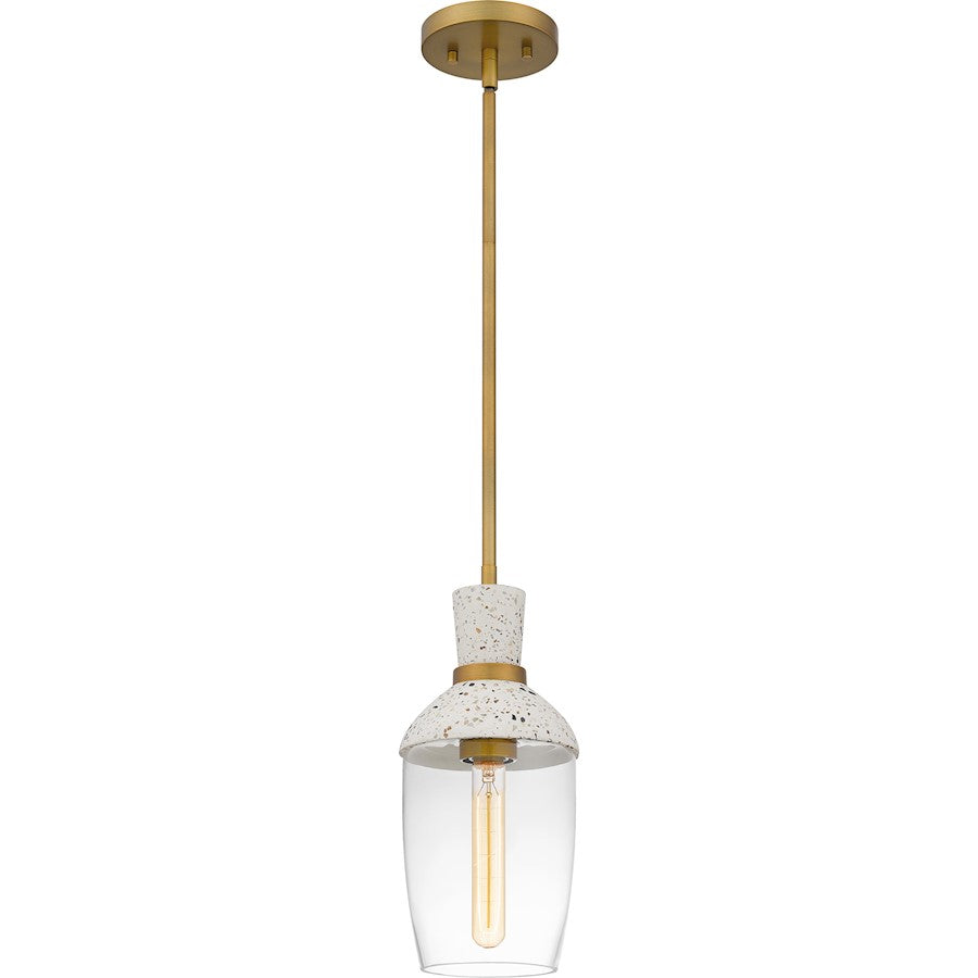 Springsteen 1 Light Mini Pendant, Aged Brass/Clear Glass