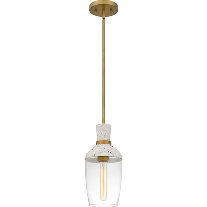 Springsteen 1 Light Mini Pendant, Aged Brass/Clear Glass