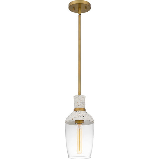 Springsteen 1 Light Mini Pendant, Aged Brass/Clear Glass