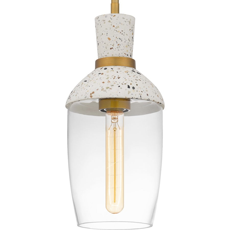 Springsteen 1 Light Mini Pendant, Aged Brass/Clear Glass