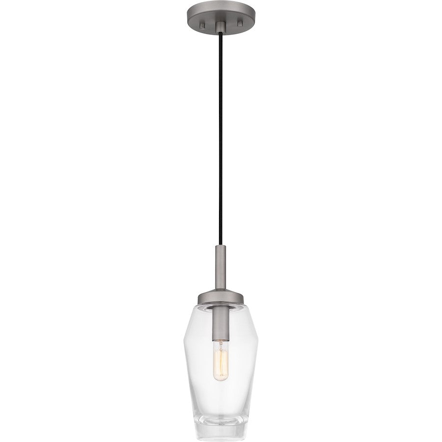 Xander 1 Light Mini Pendant, Antique Nickel/Clear Glass