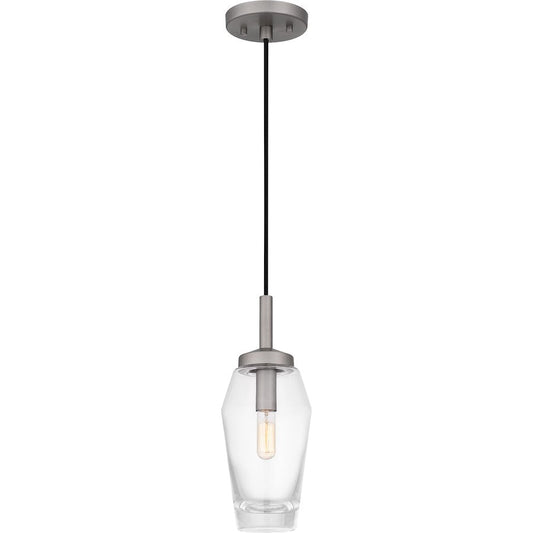 Xander 1 Light Mini Pendant, Antique Nickel/Clear Glass