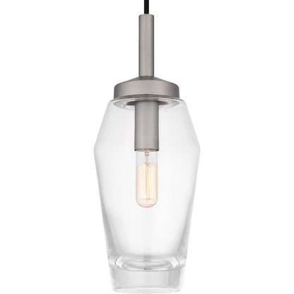 Xander 1 Light Mini Pendant, Antique Nickel/Clear Glass