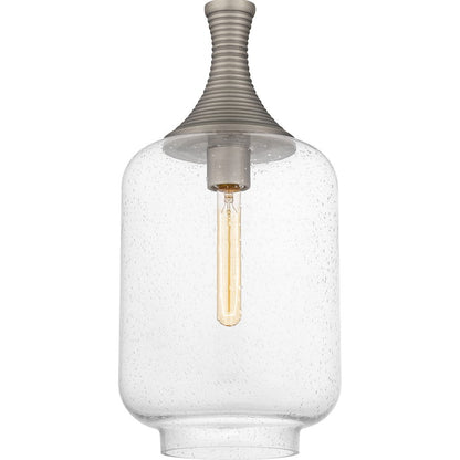 Langley 1 Light Mini Pendant, Antique Nickel/Clear Seedy