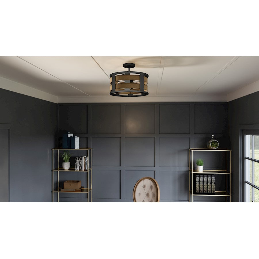 Quoizel Milton 3 Light Semi-Flush Mount, Matte Black - QSF5337MBK