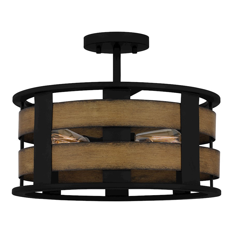 Milton 3 Light Semi-Flush Mount, Matte Black