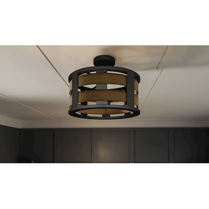 Milton 3 Light Semi-Flush Mount, Matte Black