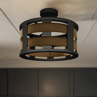 Milton 3 Light Semi-Flush Mount, Matte Black