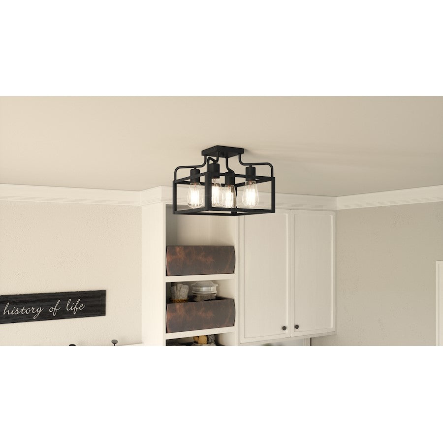 Paulsen 4 Light Semi-Flush Mount, Matte Black