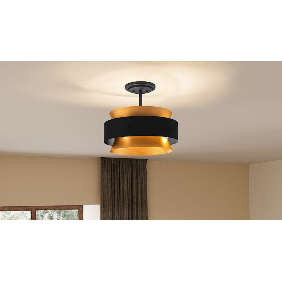 Quoizel Hagley 3 Light Semi-Flush Mount, Earth Black/Metal - QSF5570EK