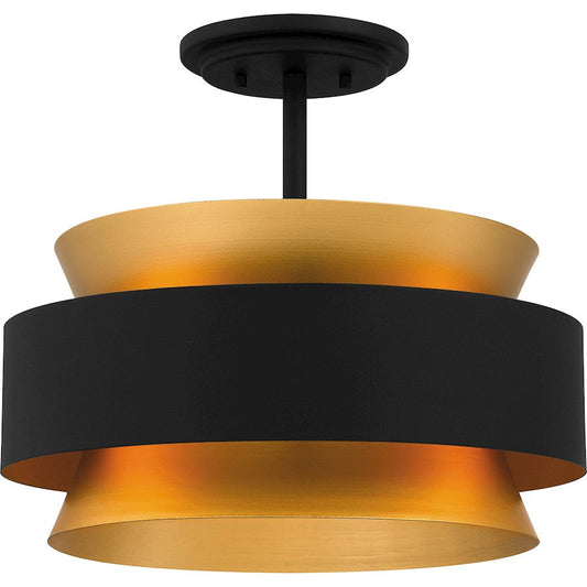 Hagley 3 Light Semi-Flush Mount, Earth Black/Metal