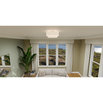 Prewett 2 Light Semi-Flush Mount, Nickel/White Fabric