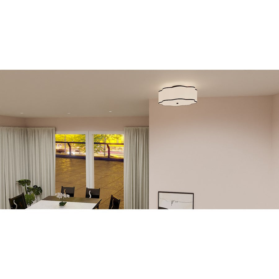 Renzo 2 Light Semi-Flush Mount, Matte Black/Beige Fabric