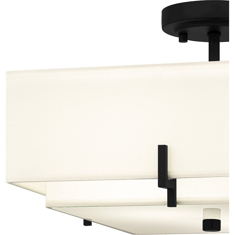 Renzo 2 Light Semi-Flush Mount, Matte Black/Beige Fabric