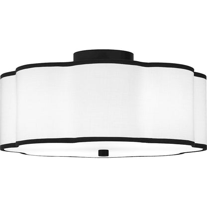 Mabry 4 Light Semi-Flush Mount, Matte Black/White Fabric