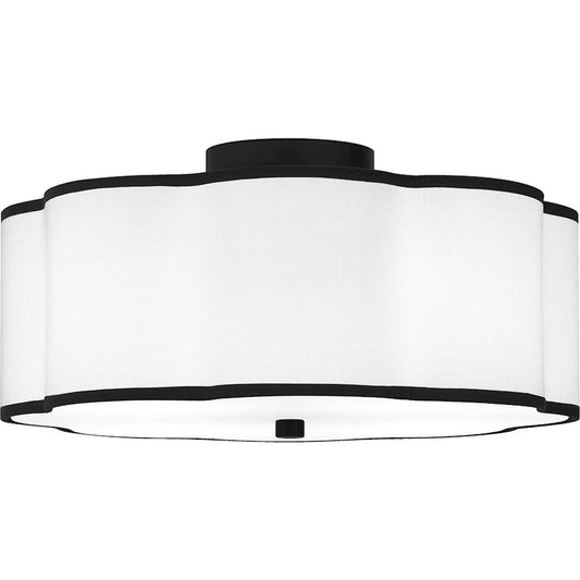 Mabry 4 Light Semi-Flush Mount, Matte Black/White Fabric