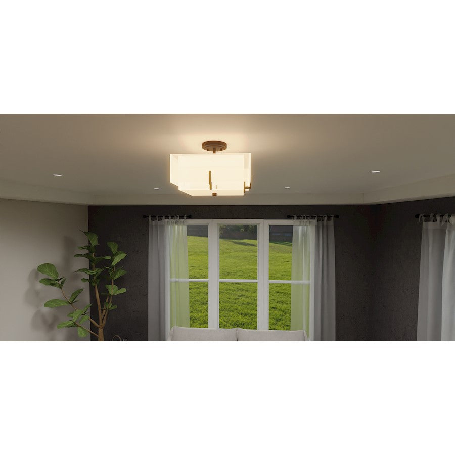 Mabry 4 Light Semi-Flush Mount, Matte Black/White Fabric