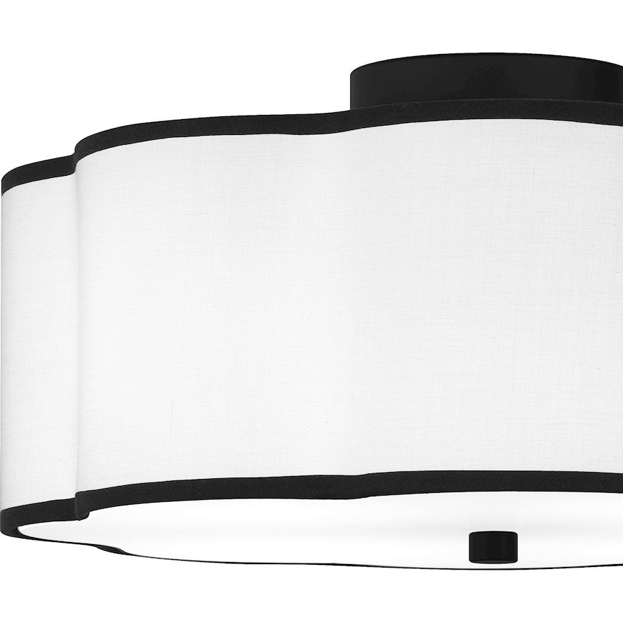 Mabry 4 Light Semi-Flush Mount, Matte Black/White Fabric