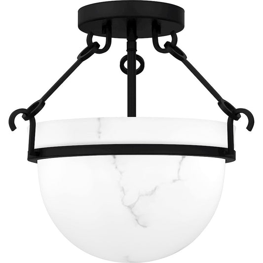 Danyon 3 Light Semi-Flush Mount, Matte Black/Alabaster