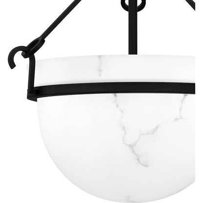 Danyon 3 Light Semi-Flush Mount, Matte Black/Alabaster