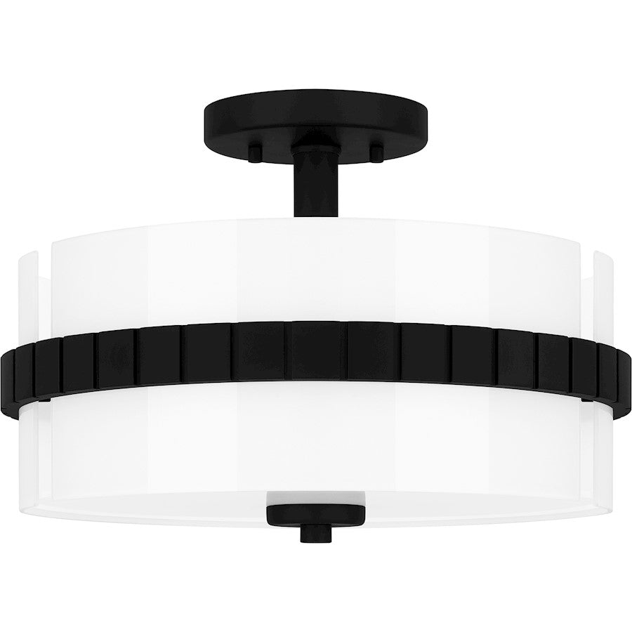 Baud 2 Light Semi-Flush Mount, Black/Clear Painted White