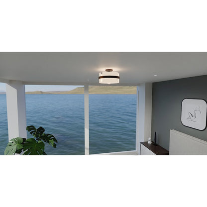 Baud 2 Light Semi-Flush Mount, Black/Clear Painted White