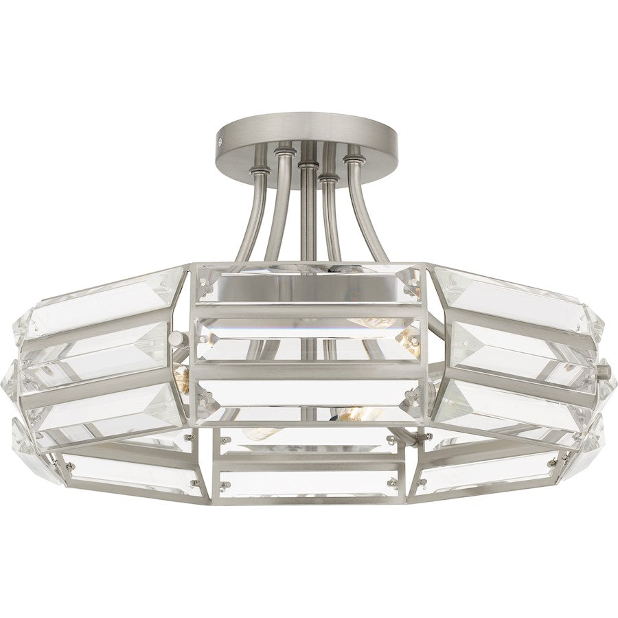 Quoizel 4 Light Semi-Flush Mount, Brushed Nickel/Clear - QSF6209BN