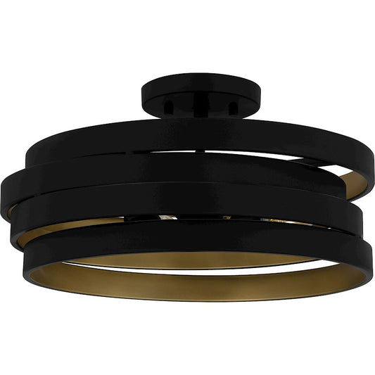 Quoizel 3 Light Semi-Flush Mount, Matte Black - QSF6223MBK