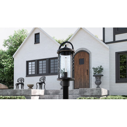 Reece 1 Light 20" Outdoor Lantern, Earth Black/Clear Seedy