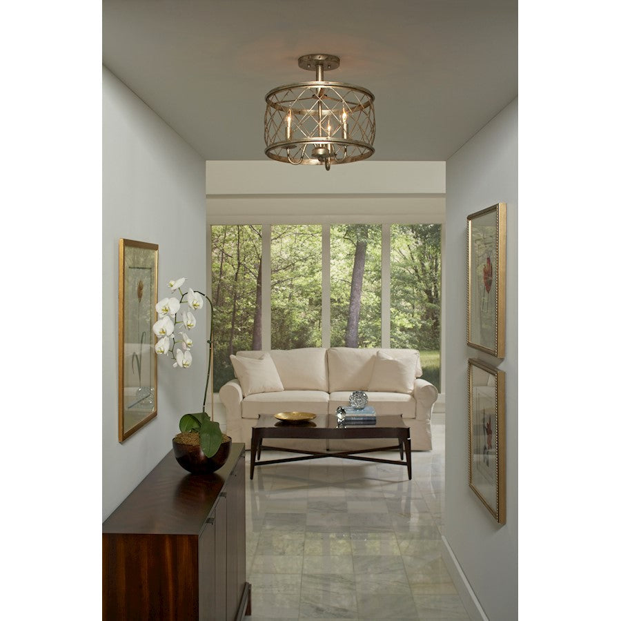 Dury Semi-Flush Mount, Century Silver Leaf