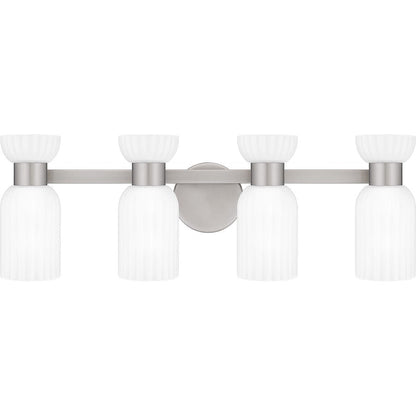 Rembrandt 4 Light Bath Light, Nickel/Etched Ribbed