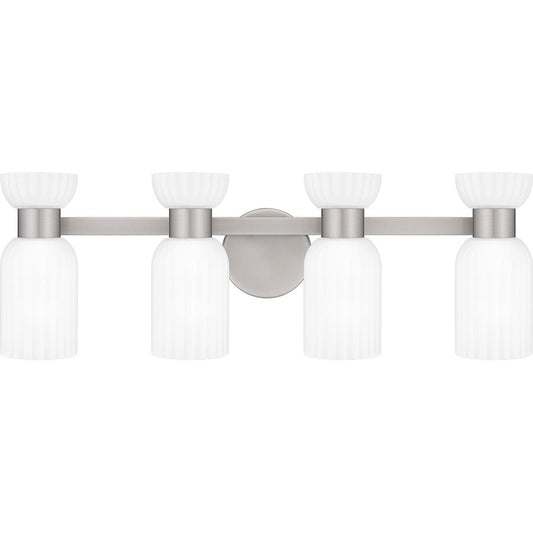 Rembrandt 4 Light Bath Light, Nickel/Etched Ribbed