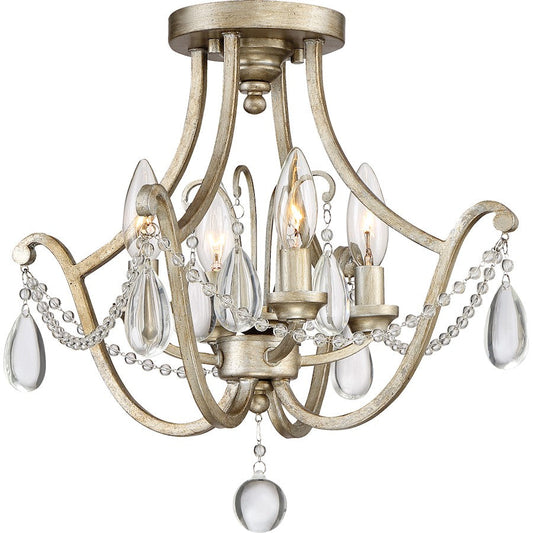 4 Light Regent Semi-Flush Mount, Vintage Gold