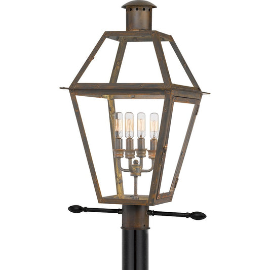 Rue De Royal 4 Light Outdoor Post Lantern, Industrial Bronze