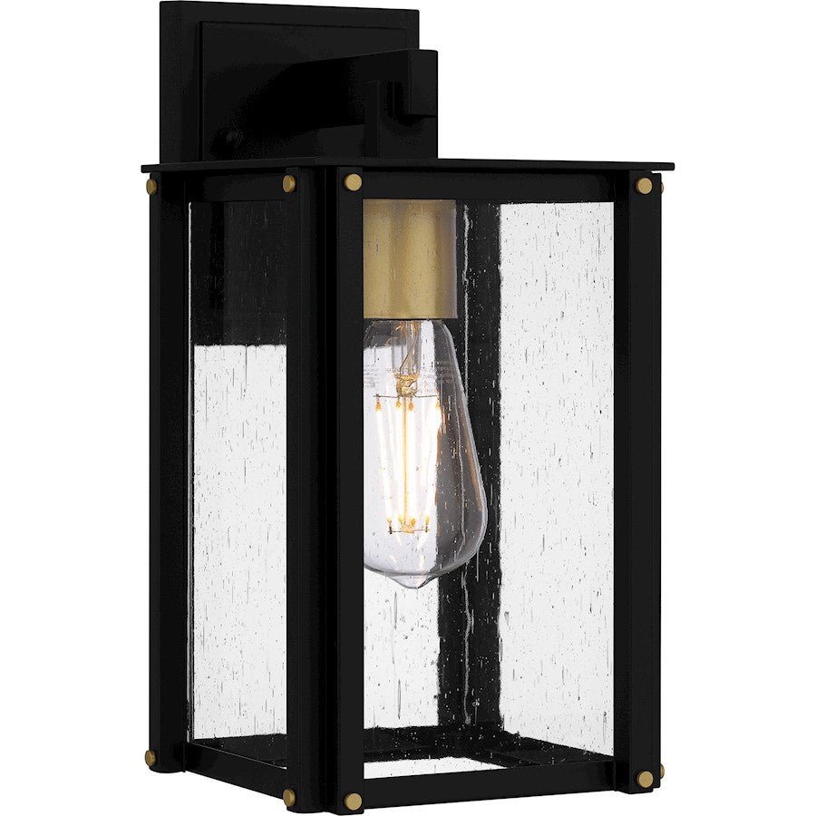 Quoizel Robbins 1 Light 12" Outdoor Lantern, Black/Clear Seedy - ROB8406MBK