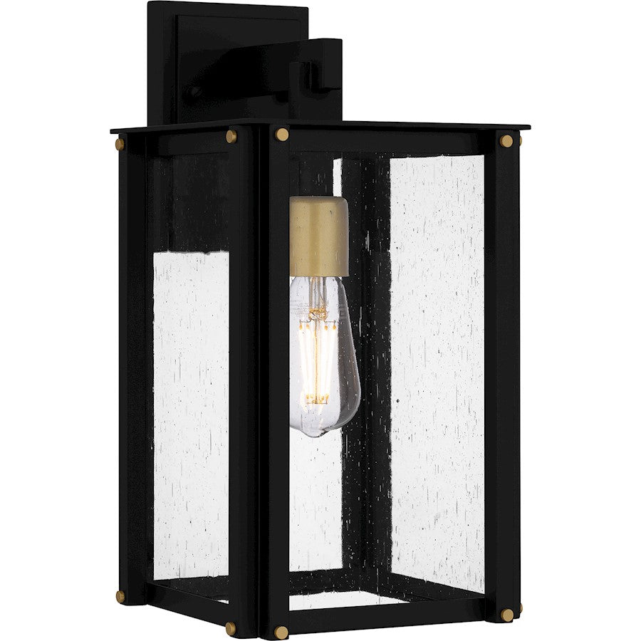 Quoizel Robbins 1 Light 15" Outdoor Lantern, Black/Clear Seedy - ROB8408MBK