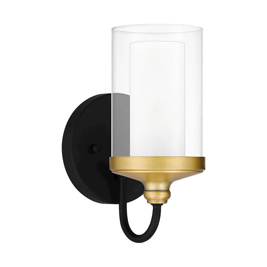 Rowland 1 Light Wall Sconce, Matte Black/Clear